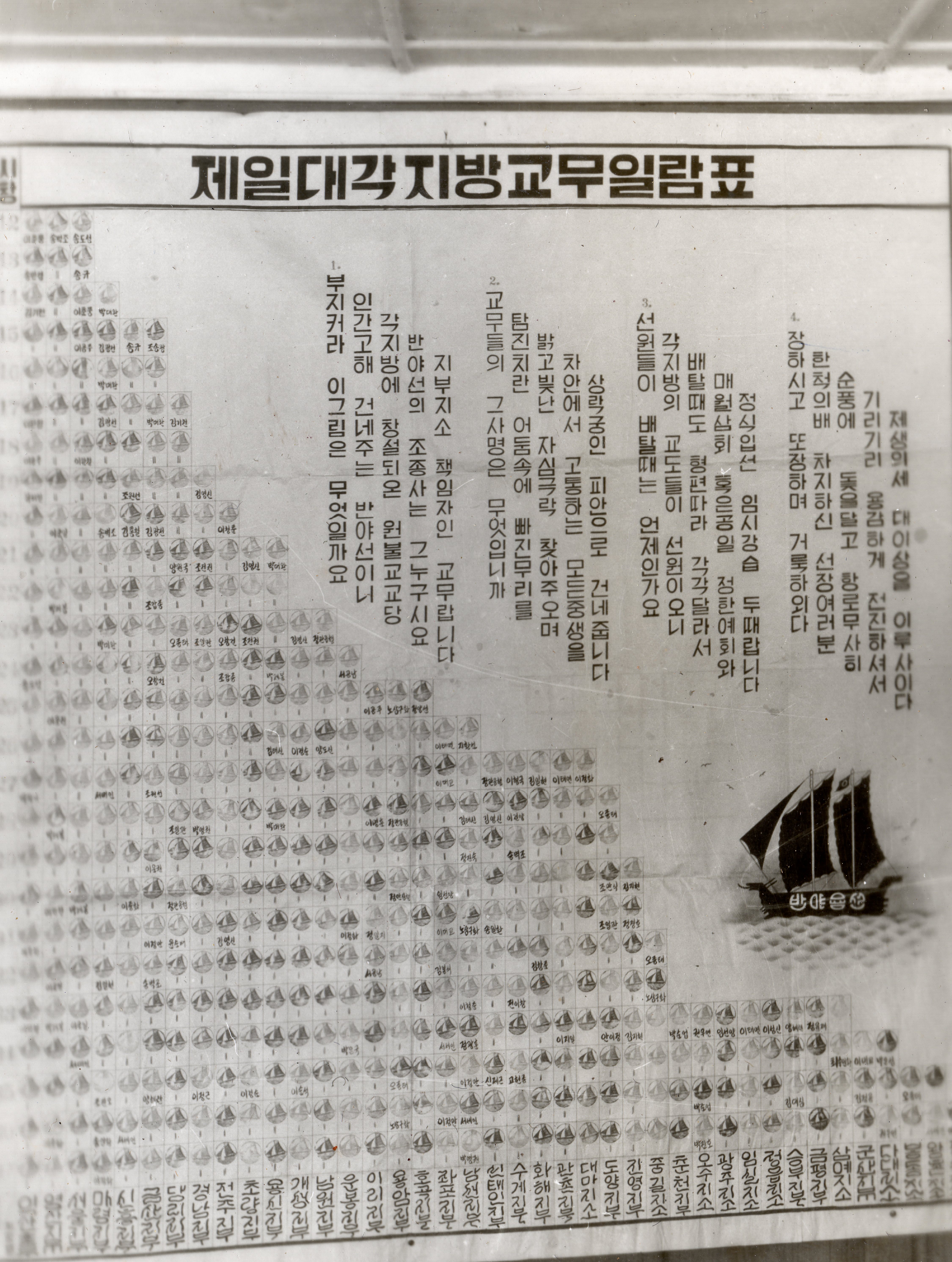 제1대 성업봉찬회 각지방교무일람표 포스터 사진